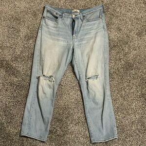 Madewell The High-Rise Slim Crop Boyjean in Dumas Light Wash: Ripped Edition